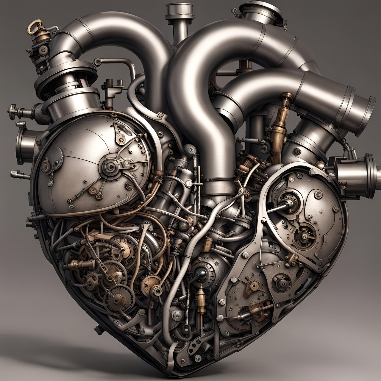 AI generated image of the heart as a machine
