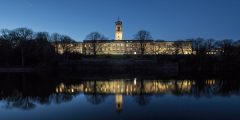 trent building at dusk